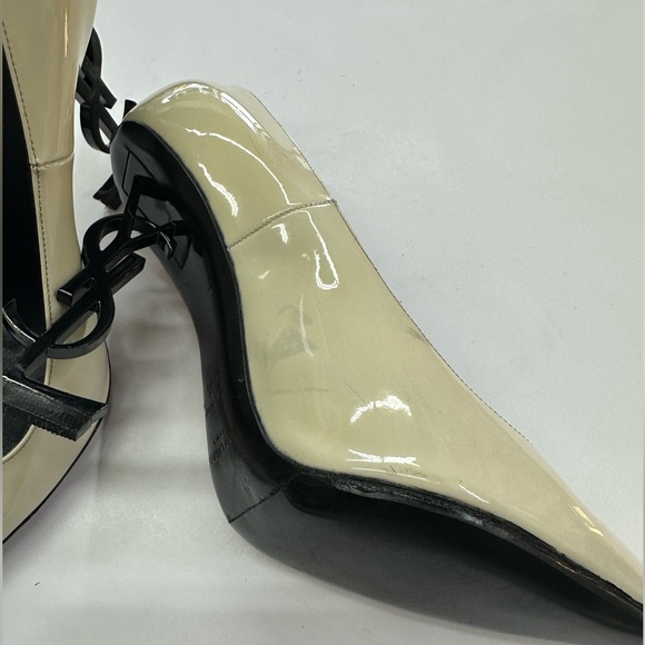 Yves Saint Laurent Cream Patent Leather Pointed Toe Opyum Pumps - Picture 4 of 6